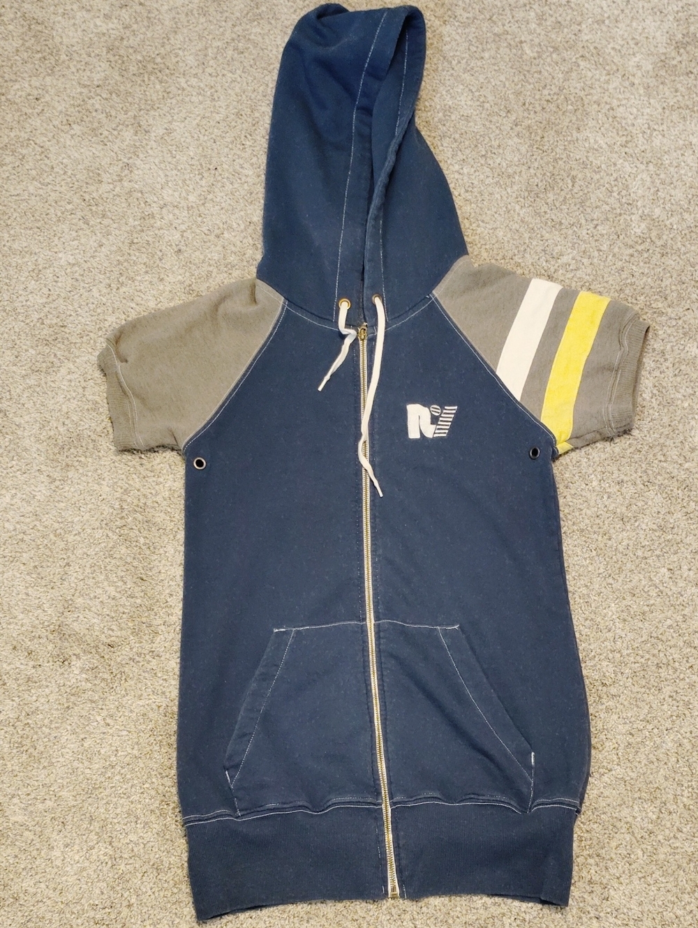 Rebel Yell Navy Zip Hoodie with Gray Sleeves and Yellow/White Accent